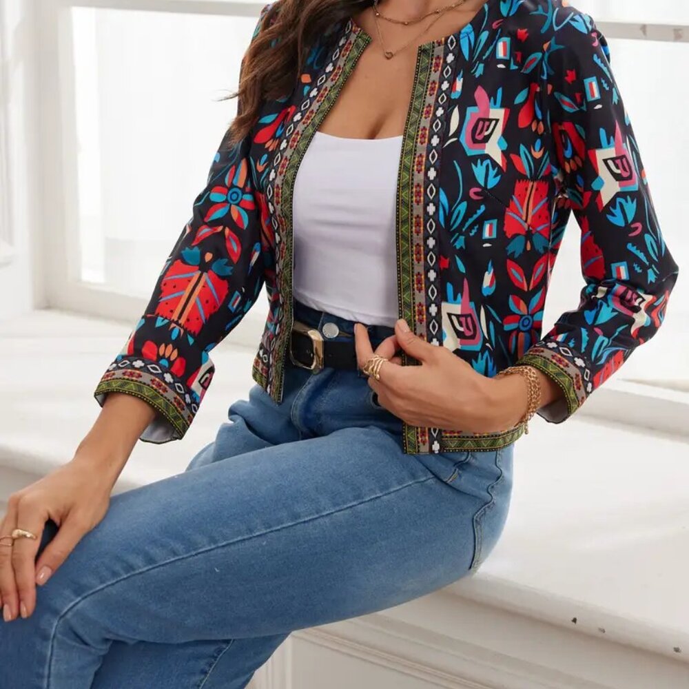 Floral pattern open front jacket - NWOT - Picture 4 of 4